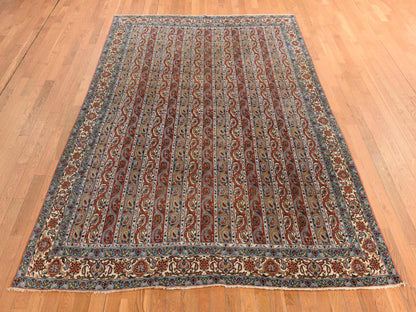 Red 7'0" x 10'4" Antique Hand knotted Wool Rug - Sku: O078352