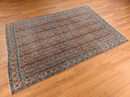 Red 7'0" x 10'4" Antique Hand knotted Wool Rug - Sku: O078352