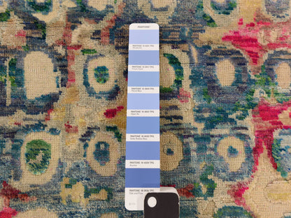 Modern / Contemporary hand-knotted silk rug in Blue, 2'0" x 3'2", SKU O078359