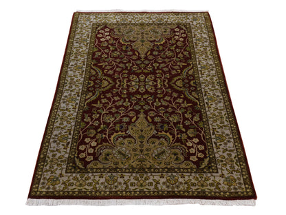 Red 3'1" x 5'0" Traditional Hand knotted Wool Rug - Sku: O078361