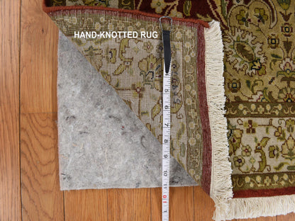 Red 3'1" x 5'0" Traditional Hand knotted Wool Rug - Sku: O078361