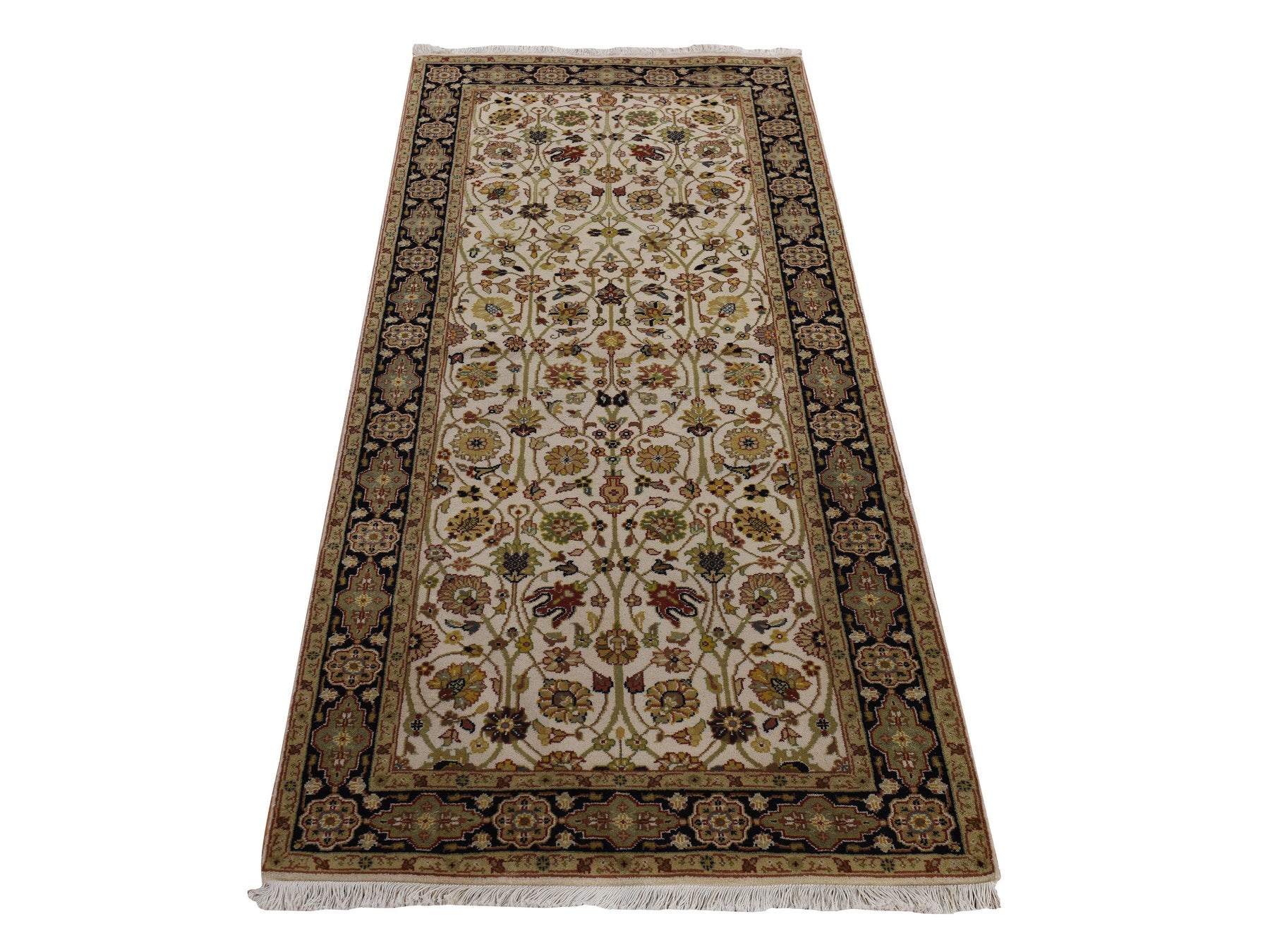 Ivory 2'8" x 6'1" Traditional Hand knotted Wool Rug - Sku: O078363