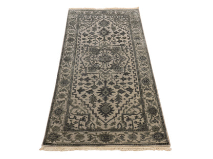 Heriz Traditional hand-knotted wool/silk runner in Brown, 2'6" x 6'0", SKU O078364