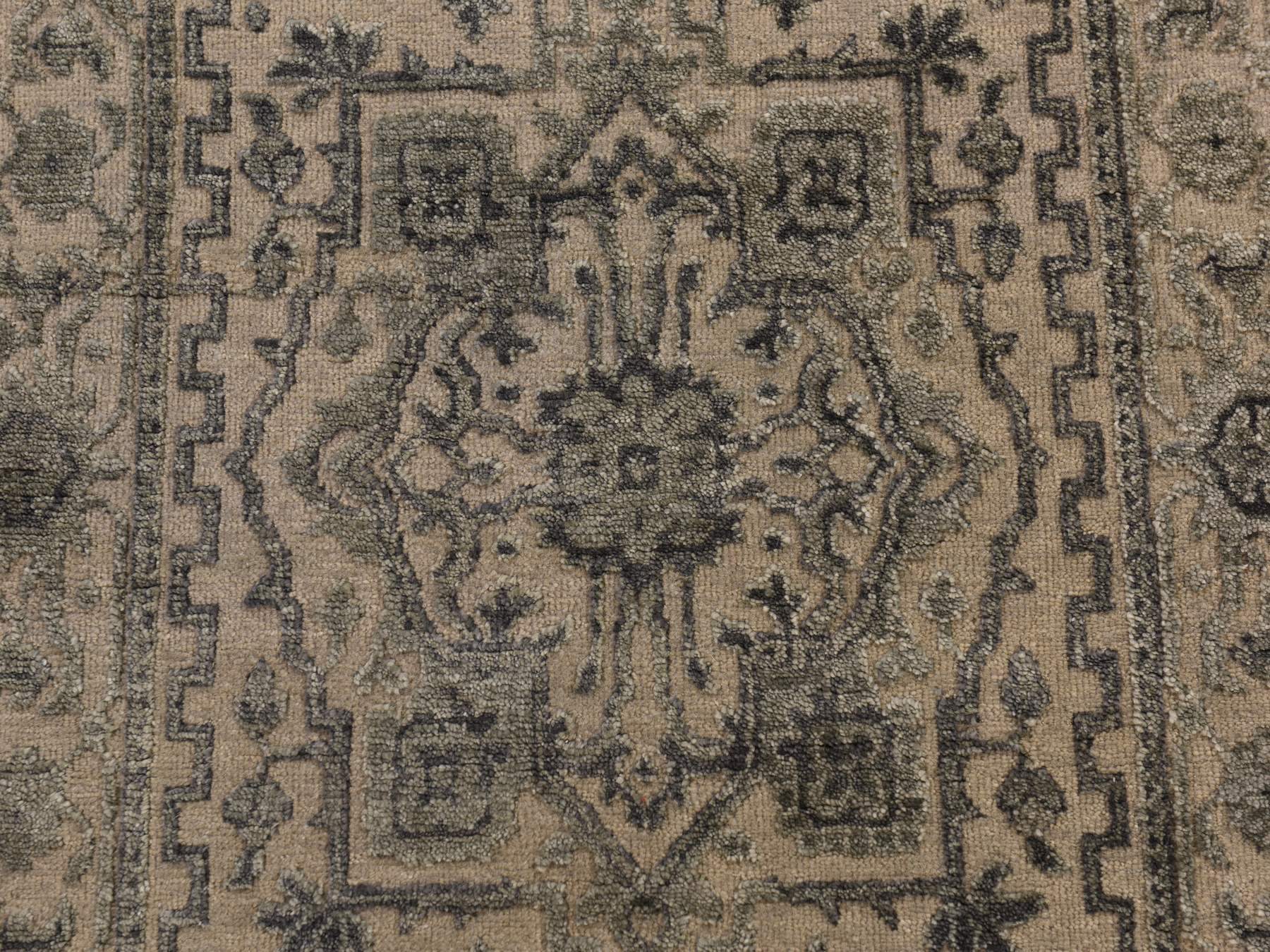 Heriz Traditional hand-knotted wool/silk runner in Brown, 2'6" x 6'0", SKU O078364