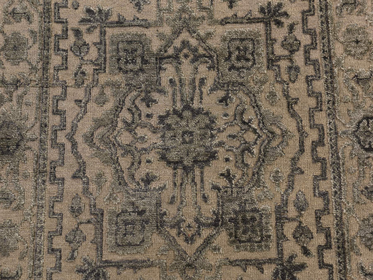 Heriz Traditional hand-knotted wool/silk runner in Brown, 2'6" x 6'0", SKU O078364