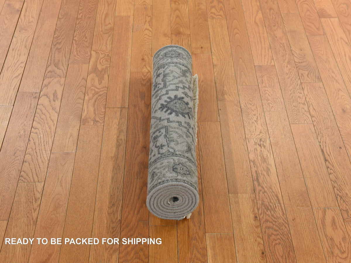 Heriz Traditional hand-knotted wool/silk runner in Brown, 2'6" x 6'0", SKU O078364