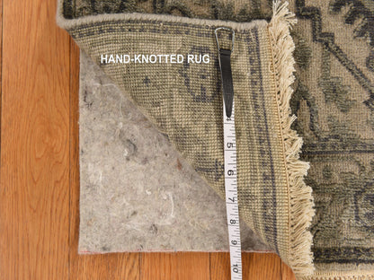 Heriz Traditional hand-knotted wool/silk runner in Brown, 2'6" x 6'0", SKU O078364