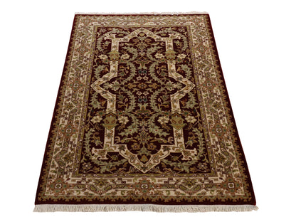 Red 3'1" x 5'0" Traditional Hand knotted Wool Rug - Sku: O078365