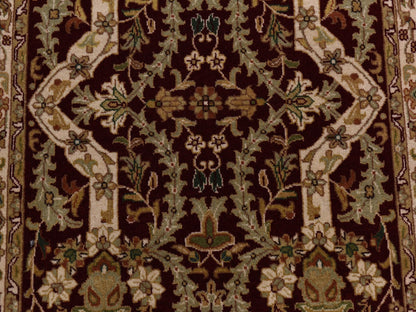 Red 3'1" x 5'0" Traditional Hand knotted Wool Rug - Sku: O078365