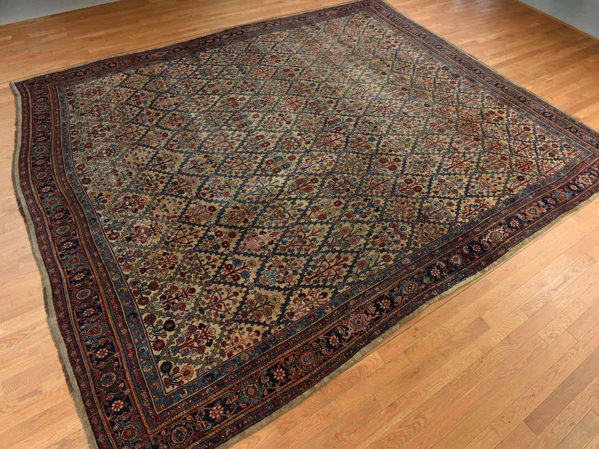Bidjar Antique hand-knotted wool rug in Brown, 12'2" x 14'7", SKU O078367