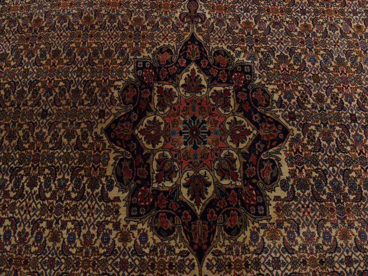 Bidjar Antique hand-knotted wool rug in Yellow & Midnight Blue, 10'5" x 13'8" — SKU O078373 (view 4)