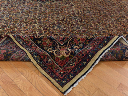 Bidjar Antique hand-knotted wool rug in Yellow & Midnight Blue, 10'5" x 13'8" — SKU O078373 (view 6)