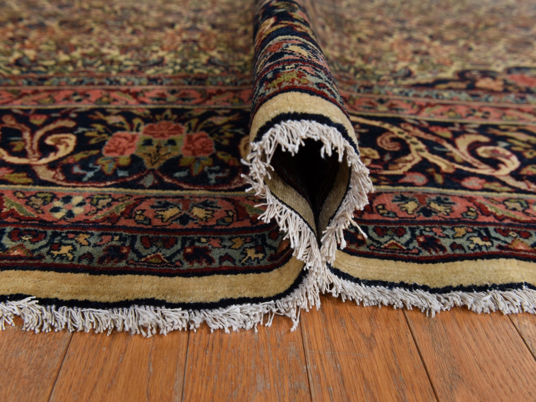 Bidjar Antique hand-knotted wool rug in Yellow & Midnight Blue, 10'5" x 13'8" — SKU O078373 (view 7)