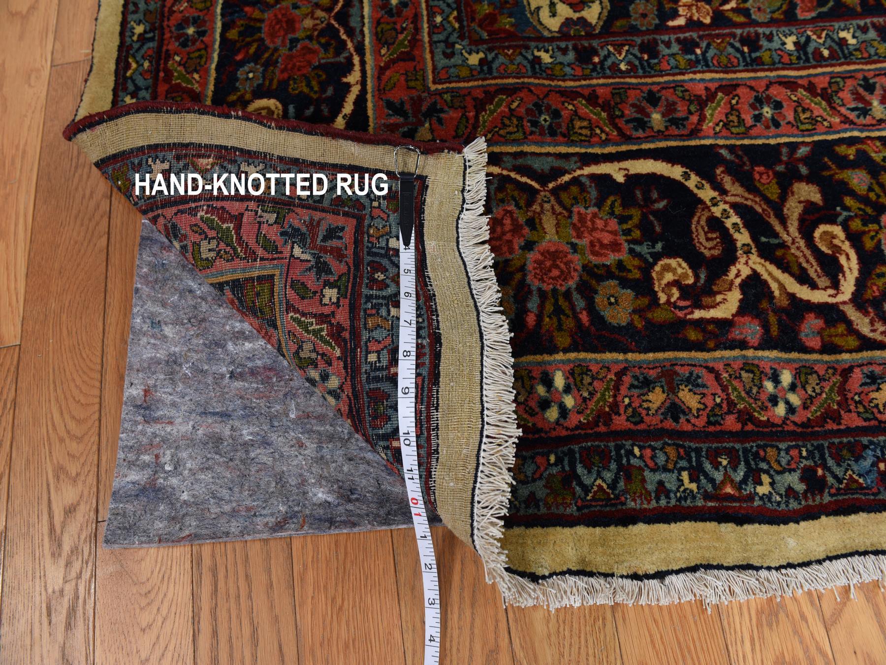 Bidjar Antique hand-knotted wool rug in Yellow & Midnight Blue, 10'5" x 13'8" — SKU O078373 (view 8)