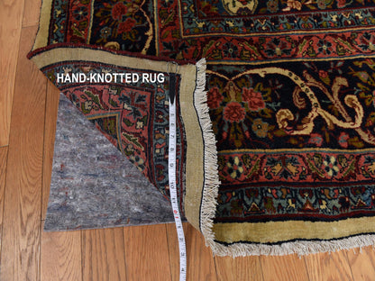 Bidjar Antique hand-knotted wool rug in Yellow & Midnight Blue, 10'5" x 13'8" — SKU O078373 (view 8)