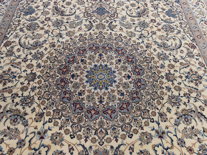 Nain Persian hand-knotted wool/silk rug in Ivory, 13'7" x 20'7" — SKU O078375 (view 3)