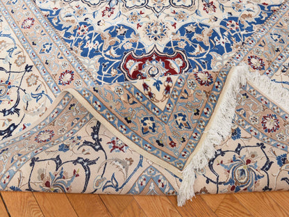 Nain Persian hand-knotted wool/silk rug in Ivory, 13'7" x 20'7" — SKU O078375 (view 5)