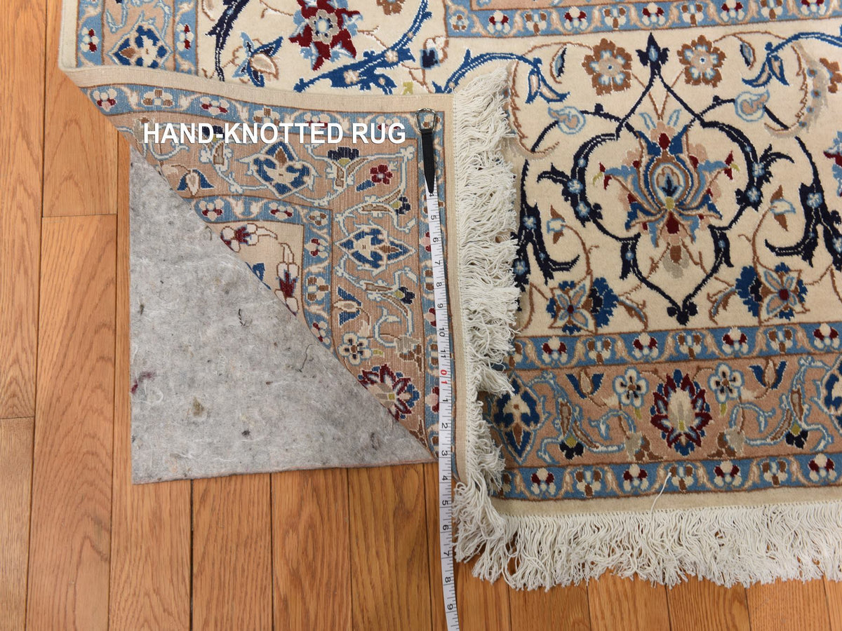 Nain Persian hand-knotted wool/silk rug in Ivory, 13'7" x 20'7" — SKU O078375 (view 7)