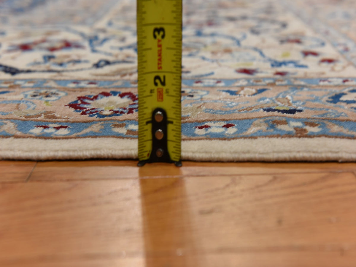 Nain Persian hand-knotted wool/silk rug in Ivory, 13'7" x 20'7" — SKU O078375 (view 8)