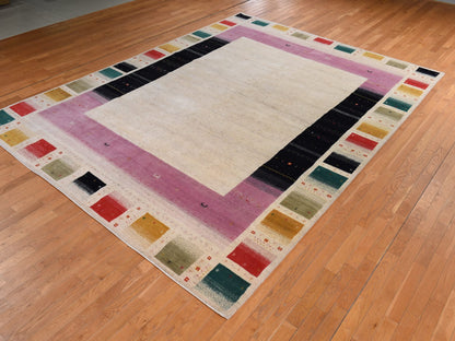 Ivory 10'0" x 13'2" Modern and Contemporary Hand knotted Wool Rug - Sku: O078376