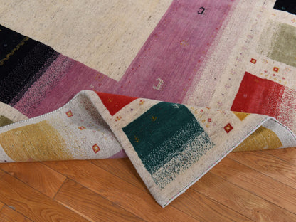 Ivory 10'0" x 13'2" Modern and Contemporary Hand knotted Wool Rug - Sku: O078376