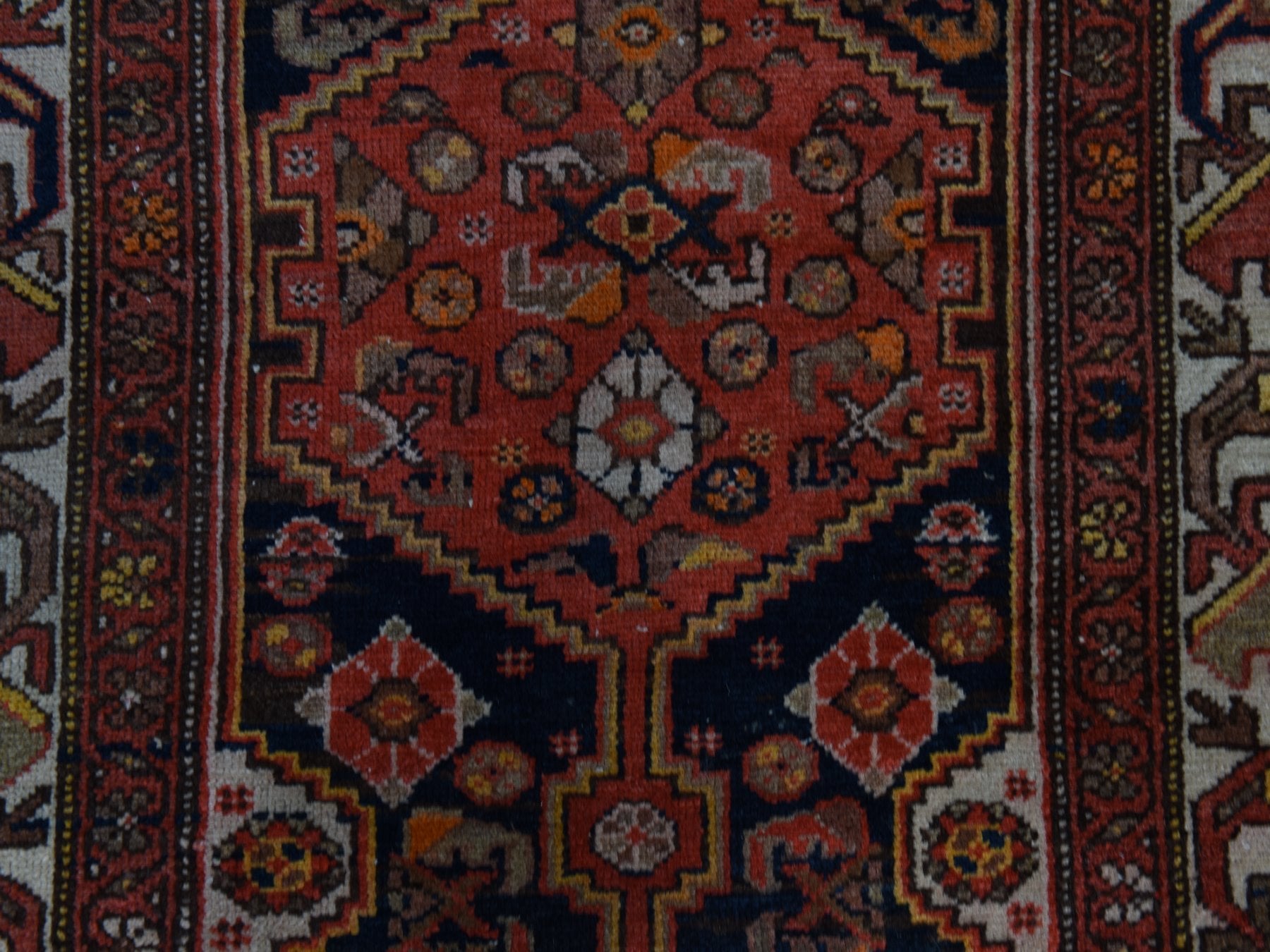 Malayer Antique hand-knotted wool runner in Red & Ivory, 3'1" x 16'3" — SKU O078378 (view 2)