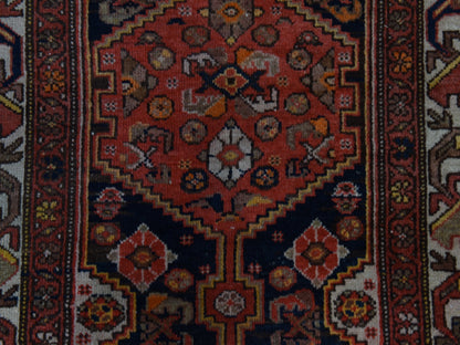 Red 3'1" x 16'3" Antique Hand knotted Wool Rug - Sku: O078378