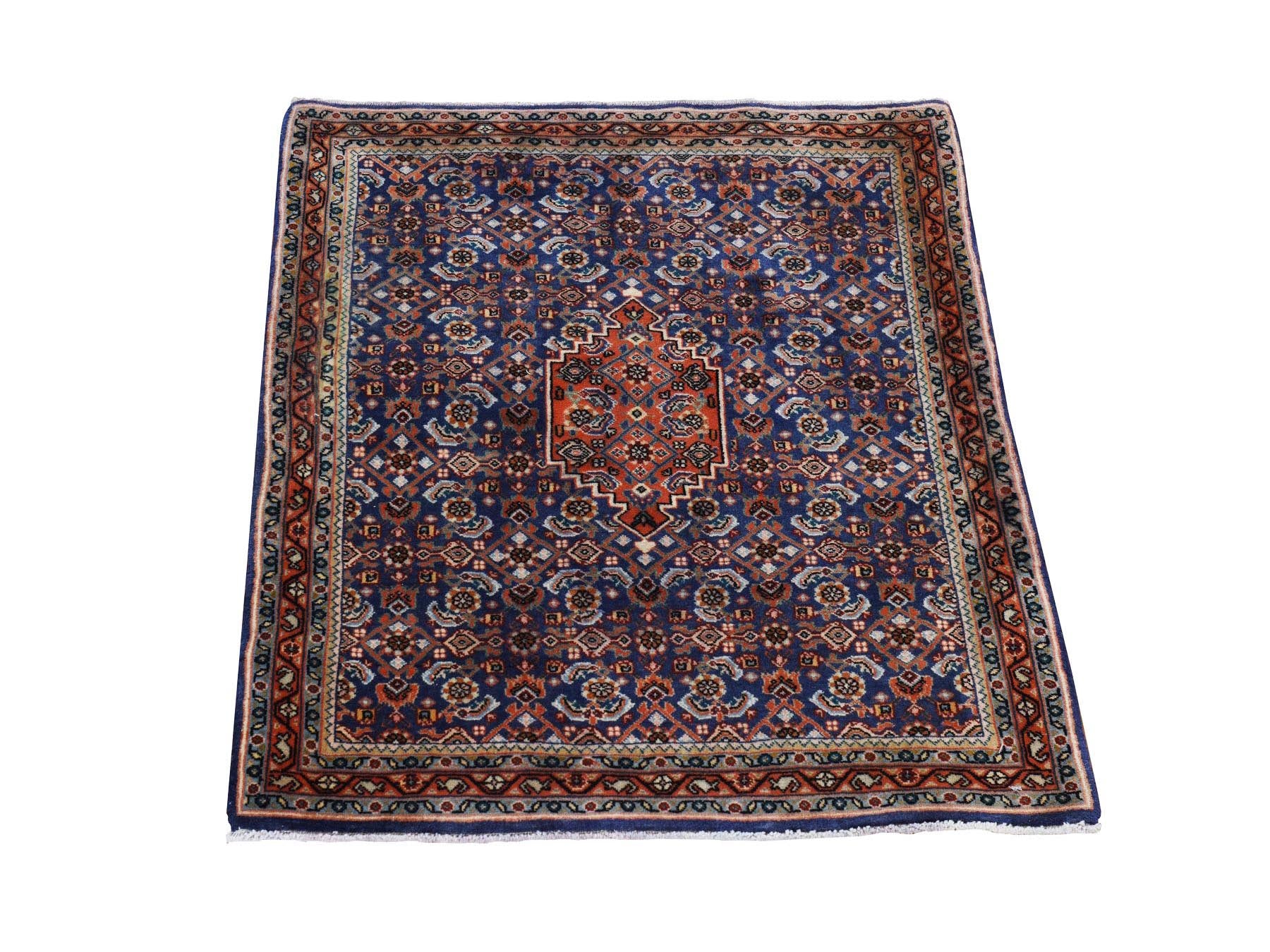 Bidjar Persian hand-knotted wool rug in Blue & Red, 2'3" x 2'4" — SKU O078381