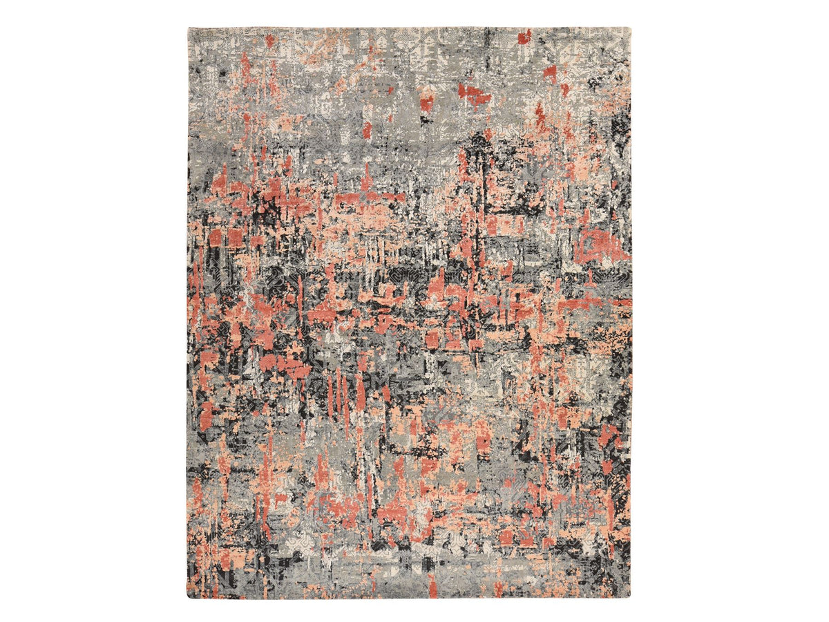 Modern / Contemporary hand-knotted wool rug in Red, 7'9" x 10'1" — SKU O078389