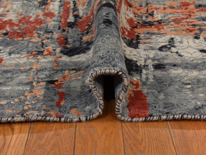 Modern / Contemporary hand-knotted wool rug in Red, 7'9" x 10'1" — SKU O078389 (view 6)
