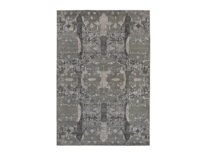 Modern / Contemporary hand-knotted wool/silk rug in Gray, 6'1" x 9'2" — SKU O078391