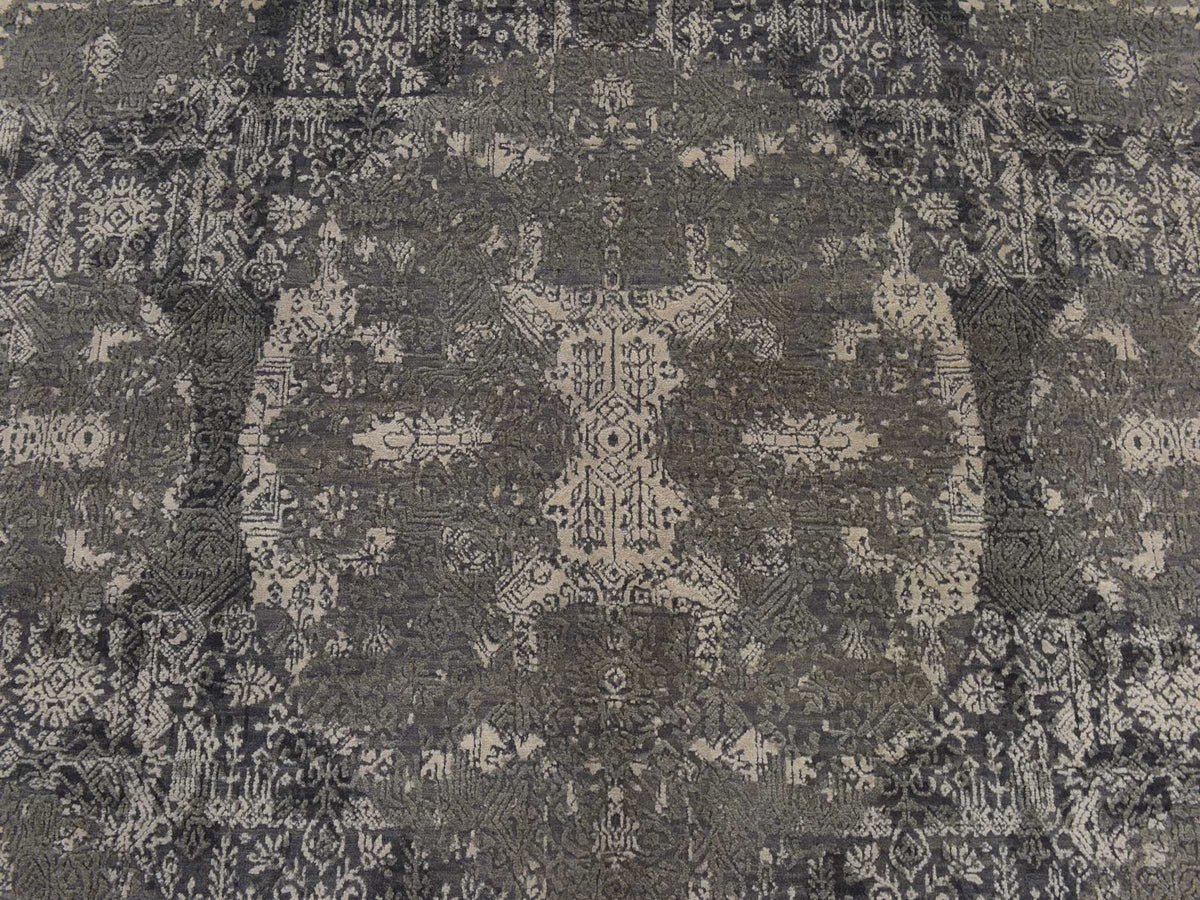 Modern / Contemporary hand-knotted wool/silk rug in Gray, 6'1" x 9'2" — SKU O078391 (view 4)