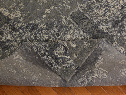 Modern / Contemporary hand-knotted wool/silk rug in Gray, 6'1" x 9'2" — SKU O078391 (view 6)