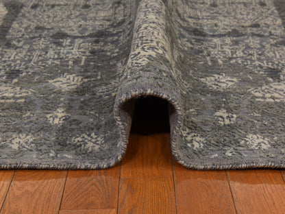 Modern / Contemporary hand-knotted wool/silk rug in Gray, 6'1" x 9'2" — SKU O078391 (view 7)