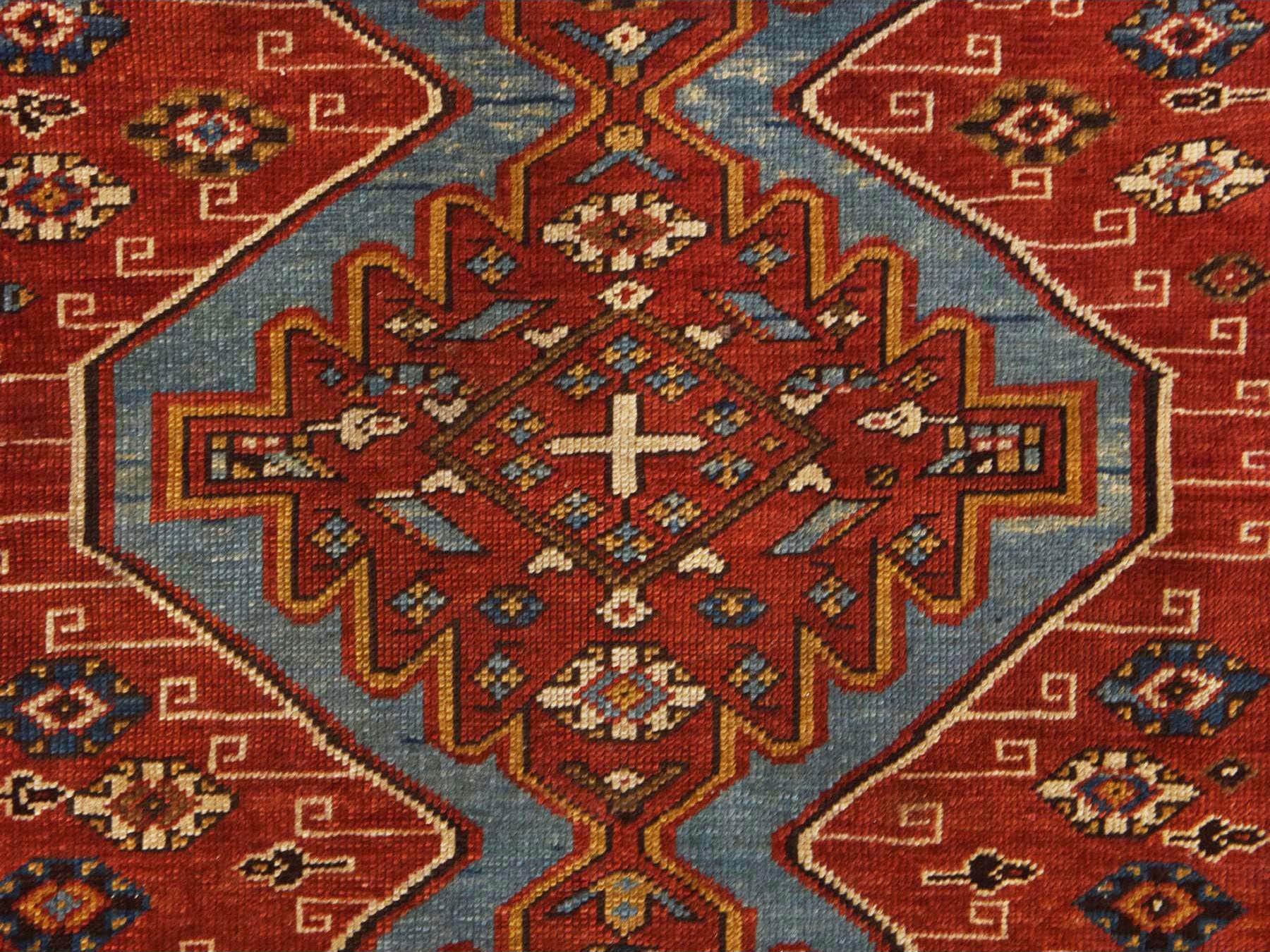 Kazak Antique hand-knotted wool rug in Red & Coloful, 3'10" x 5'7" — SKU O078394 (view 2)