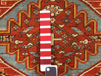 Kazak Antique hand-knotted wool rug in Red & Coloful, 3'10" x 5'7" — SKU O078394 (view 3)