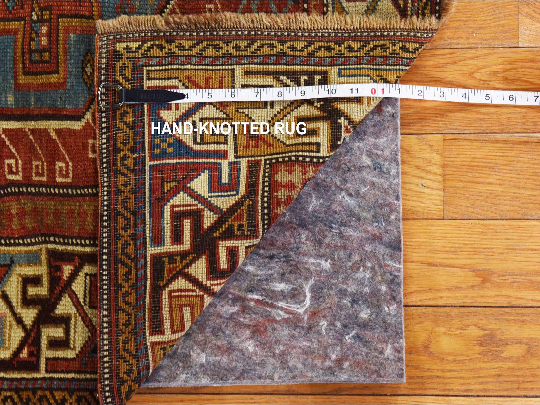 Kazak Antique hand-knotted wool rug in Red & Coloful, 3'10" x 5'7" — SKU O078394 (view 4)