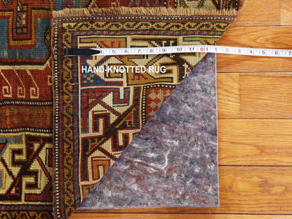 Kazak Antique hand-knotted wool rug in Red & Coloful, 3'10" x 5'7" — SKU O078394 (view 4)
