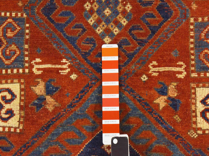 Kazak Antique hand-knotted wool rug in Red & Ivory, 4'3" x 6'3" — SKU O078395 (view 3)