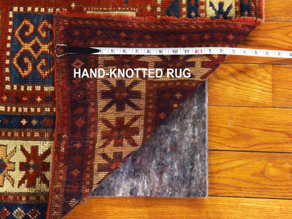 Kazak Antique hand-knotted wool rug in Red & Ivory, 4'3" x 6'3" — SKU O078395 (view 4)