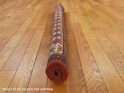 Kazak Antique hand-knotted wool rug in Red & Ivory, 4'3" x 6'3" — SKU O078395 (view 6)