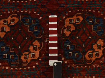 Ersari Tribal & Geometric hand-knotted wool rug in Red, 3'6" x 5'1" — SKU O078396 (view 3)