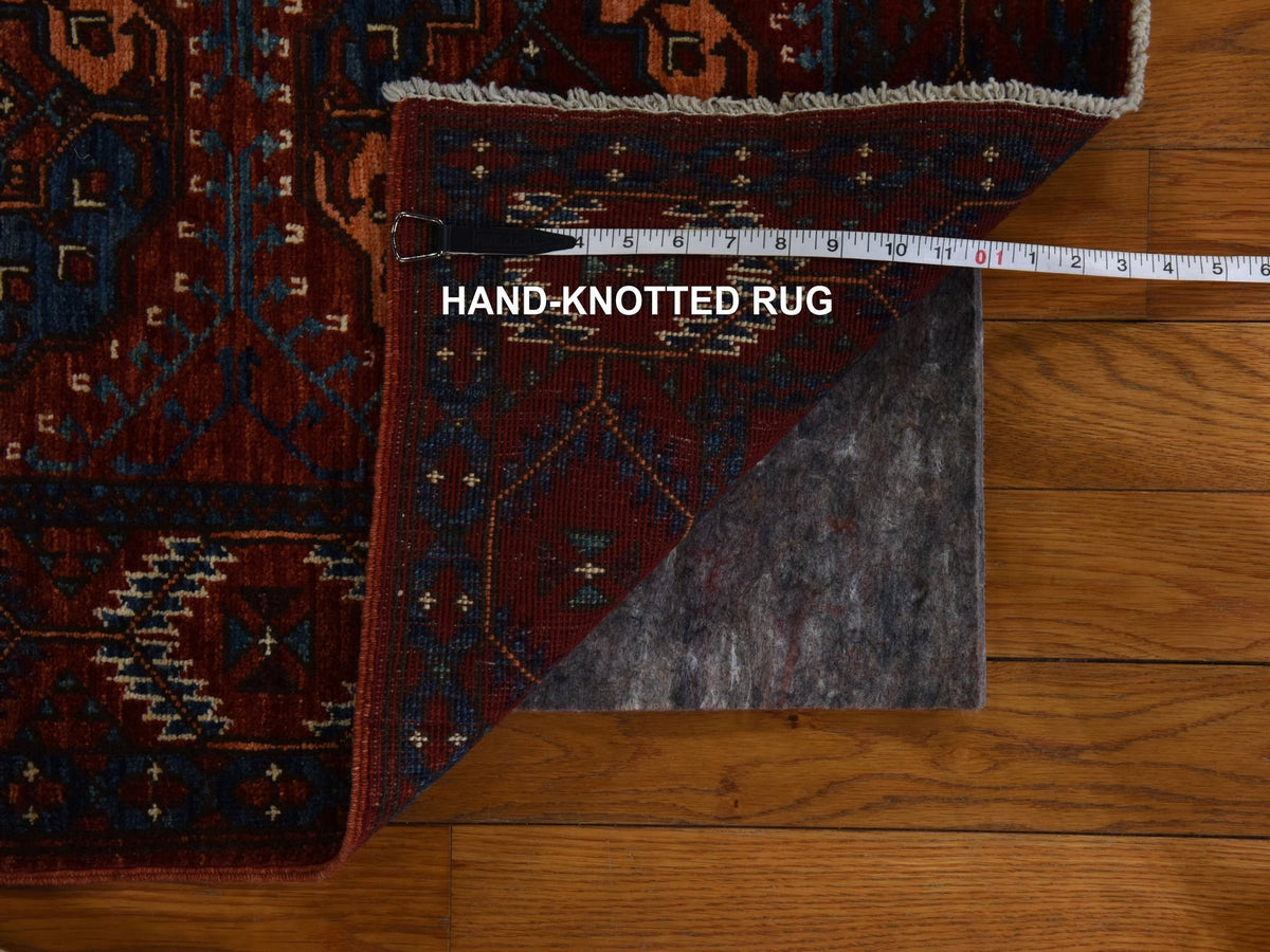 Ersari Tribal & Geometric hand-knotted wool rug in Red, 3'6" x 5'1" — SKU O078396 (view 4)