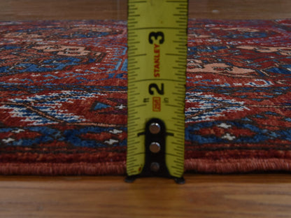 Ersari Tribal & Geometric hand-knotted wool rug in Red, 3'6" x 5'1" — SKU O078396 (view 5)