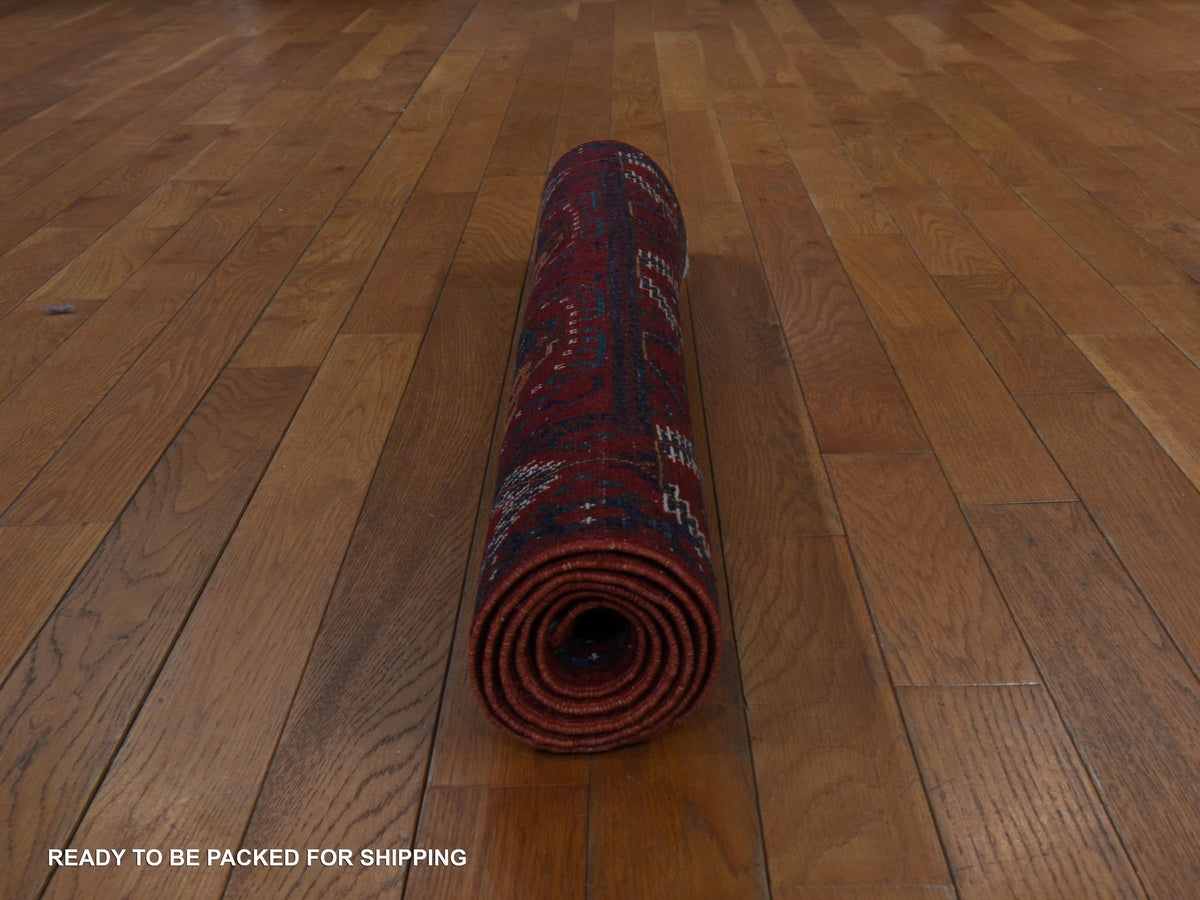 Ersari Tribal & Geometric hand-knotted wool rug in Red, 3'6" x 5'1" — SKU O078396 (view 6)
