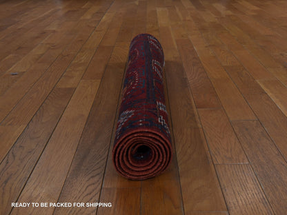 Ersari Tribal & Geometric hand-knotted wool rug in Red, 3'6" x 5'1" — SKU O078396 (view 6)