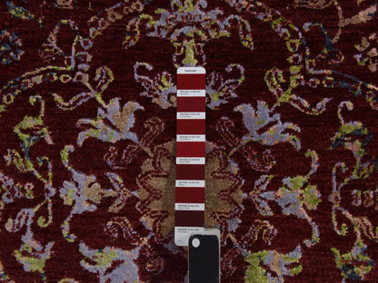 Modern / Contemporary hand-knotted wool/silk rug in Red, 3' x 5'1" — SKU O078397 (view 3)