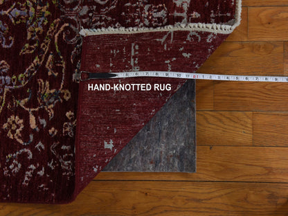 Modern / Contemporary hand-knotted wool/silk rug in Red, 3' x 5'1" — SKU O078397 (view 4)
