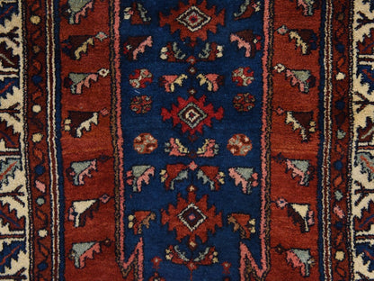 Antique hand-knotted wool rug in Orange & Ivory, 3'3" x 6'3" — SKU O078401 (view 3)