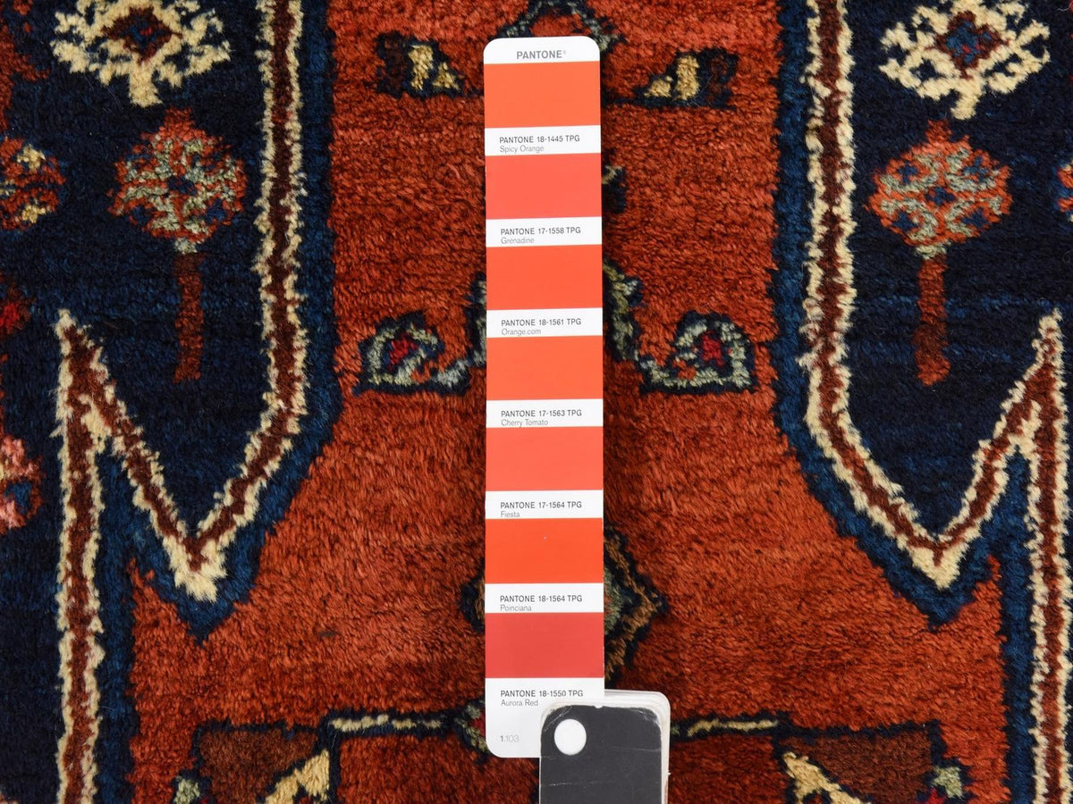 Antique hand-knotted wool rug in Orange & Ivory, 3'3" x 6'3" — SKU O078401 (view 4)
